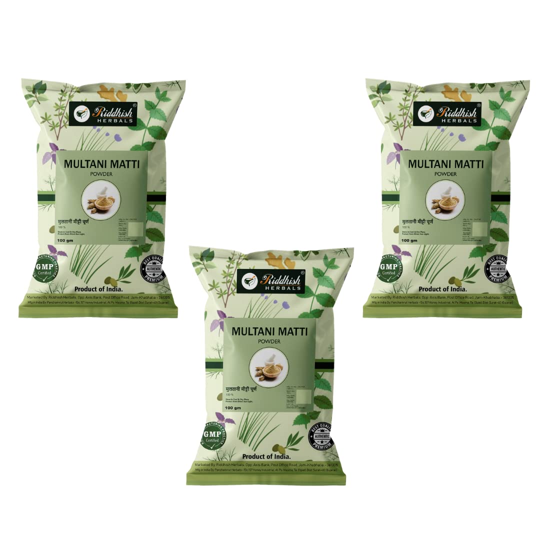 Riddhish Herbals Multani Mitti Powder Pack of 3 - 100 gms Flash Sale